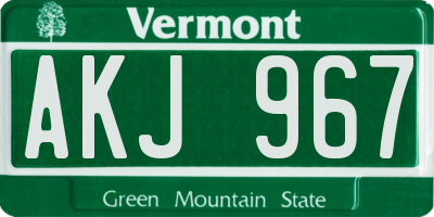 VT license plate AKJ967