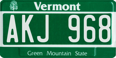 VT license plate AKJ968
