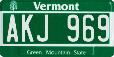 VT license plate AKJ969