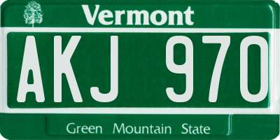 VT license plate AKJ970