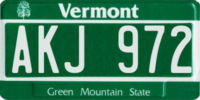 VT license plate AKJ972