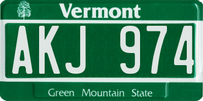 VT license plate AKJ974