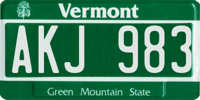 VT license plate AKJ983