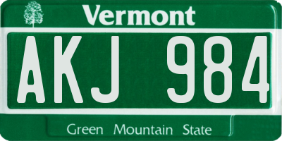 VT license plate AKJ984