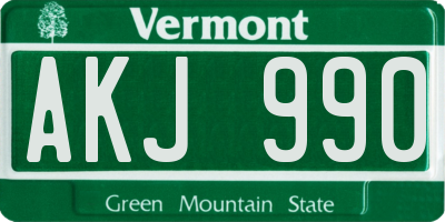 VT license plate AKJ990