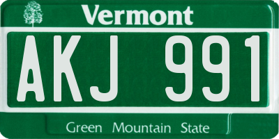 VT license plate AKJ991