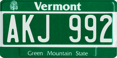 VT license plate AKJ992