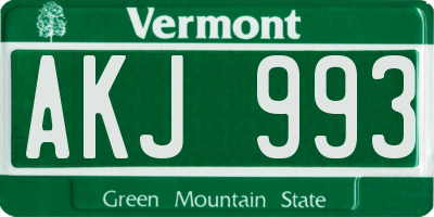VT license plate AKJ993