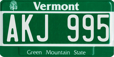 VT license plate AKJ995