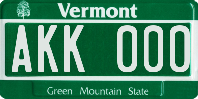 VT license plate AKK000