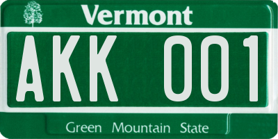 VT license plate AKK001