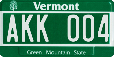 VT license plate AKK004