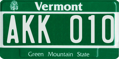 VT license plate AKK010