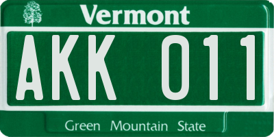 VT license plate AKK011