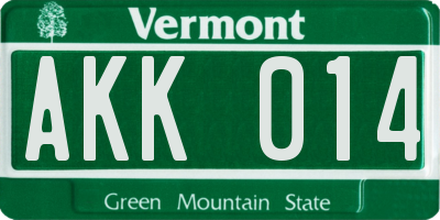 VT license plate AKK014