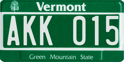 VT license plate AKK015