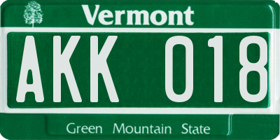 VT license plate AKK018