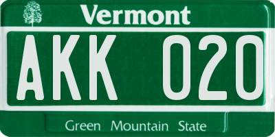 VT license plate AKK020