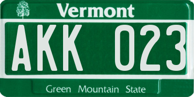 VT license plate AKK023