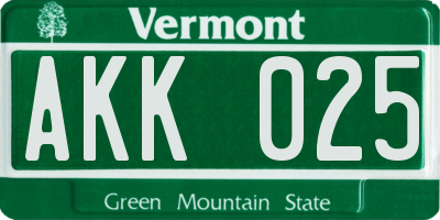 VT license plate AKK025