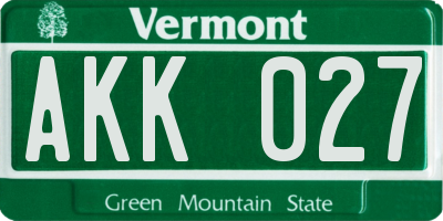 VT license plate AKK027