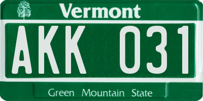VT license plate AKK031