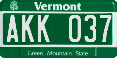 VT license plate AKK037