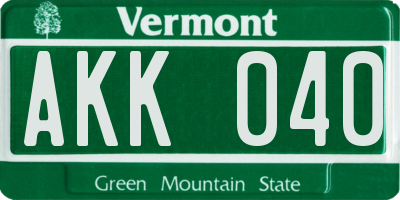 VT license plate AKK040