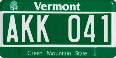 VT license plate AKK041
