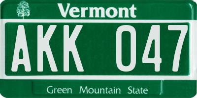 VT license plate AKK047
