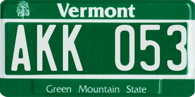 VT license plate AKK053