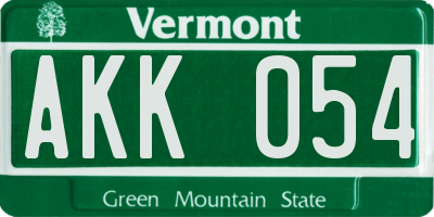 VT license plate AKK054