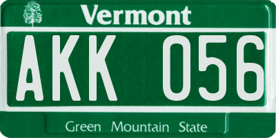 VT license plate AKK056