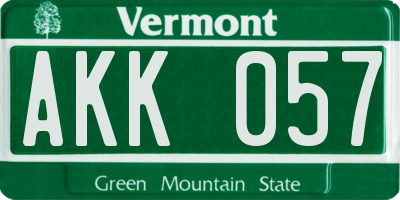 VT license plate AKK057