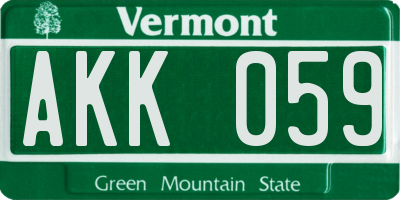 VT license plate AKK059