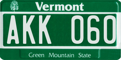 VT license plate AKK060