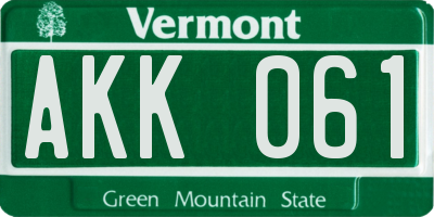 VT license plate AKK061