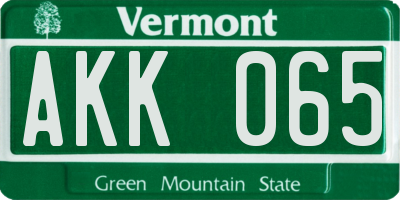 VT license plate AKK065