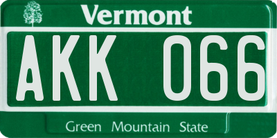 VT license plate AKK066