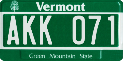 VT license plate AKK071