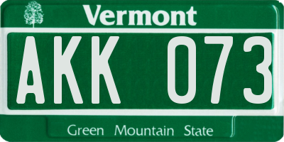VT license plate AKK073
