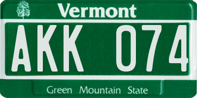 VT license plate AKK074