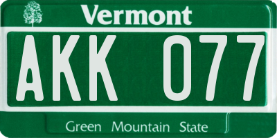 VT license plate AKK077