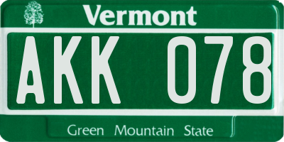 VT license plate AKK078