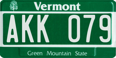 VT license plate AKK079