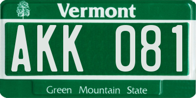 VT license plate AKK081