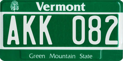 VT license plate AKK082