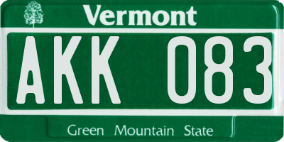 VT license plate AKK083