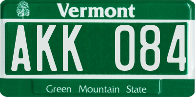 VT license plate AKK084