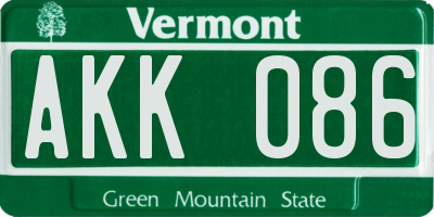 VT license plate AKK086